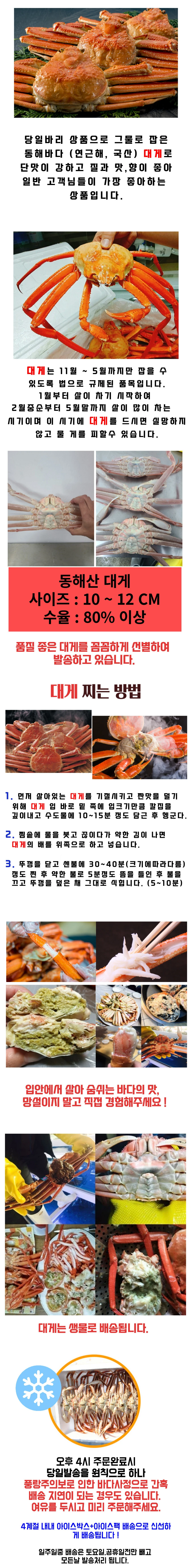 알찬대게(80%이상) 10~12cm 5마리/10마리 상세 안내 1